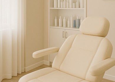 Luxurious spa chair in Afraclinic, Vancouver, British Columbia, CA, offering a soothing wellness experience.
