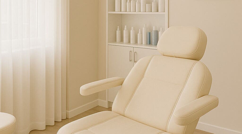 Luxurious spa chair in Afraclinic, Vancouver, British Columbia, CA, offering a soothing wellness experience.