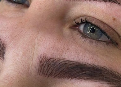 Close-up of freshly styled eyebrows at Afraclinic, Vancouver, British Columbia, CA.