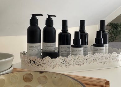 Elegant display of organic products at Louisa Sales Malia Organics in Christchurch, Hampshire Dorset, GB.