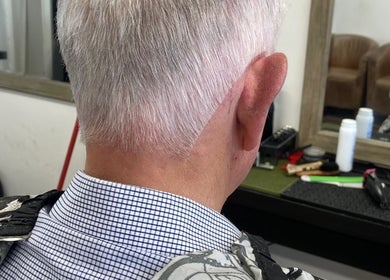 Expert haircut at Tobias The Barber in Bognor Regis, England, GB, showcasing a sleek, trimmed neckline.