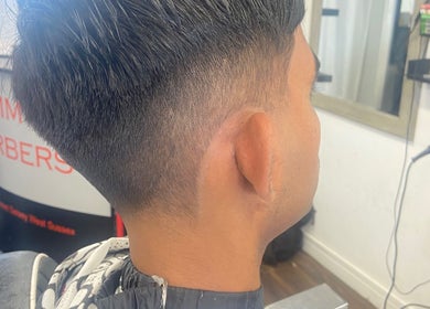 Close-up of a modern fade haircut at Tobias The Barber in Bognor Regis, England, GB.