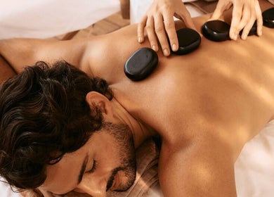 Relaxing hot stone massage at Prairie Place RMT, Vermilion, Alberta, CA.