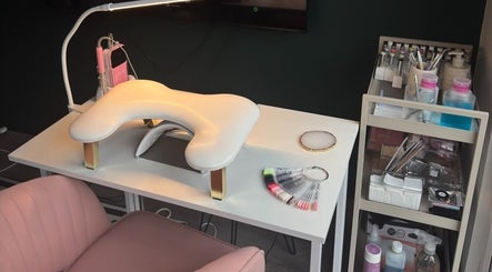 Mani By Lucie nail station with tools in Bromley, England, GB offers a chic professional setting.