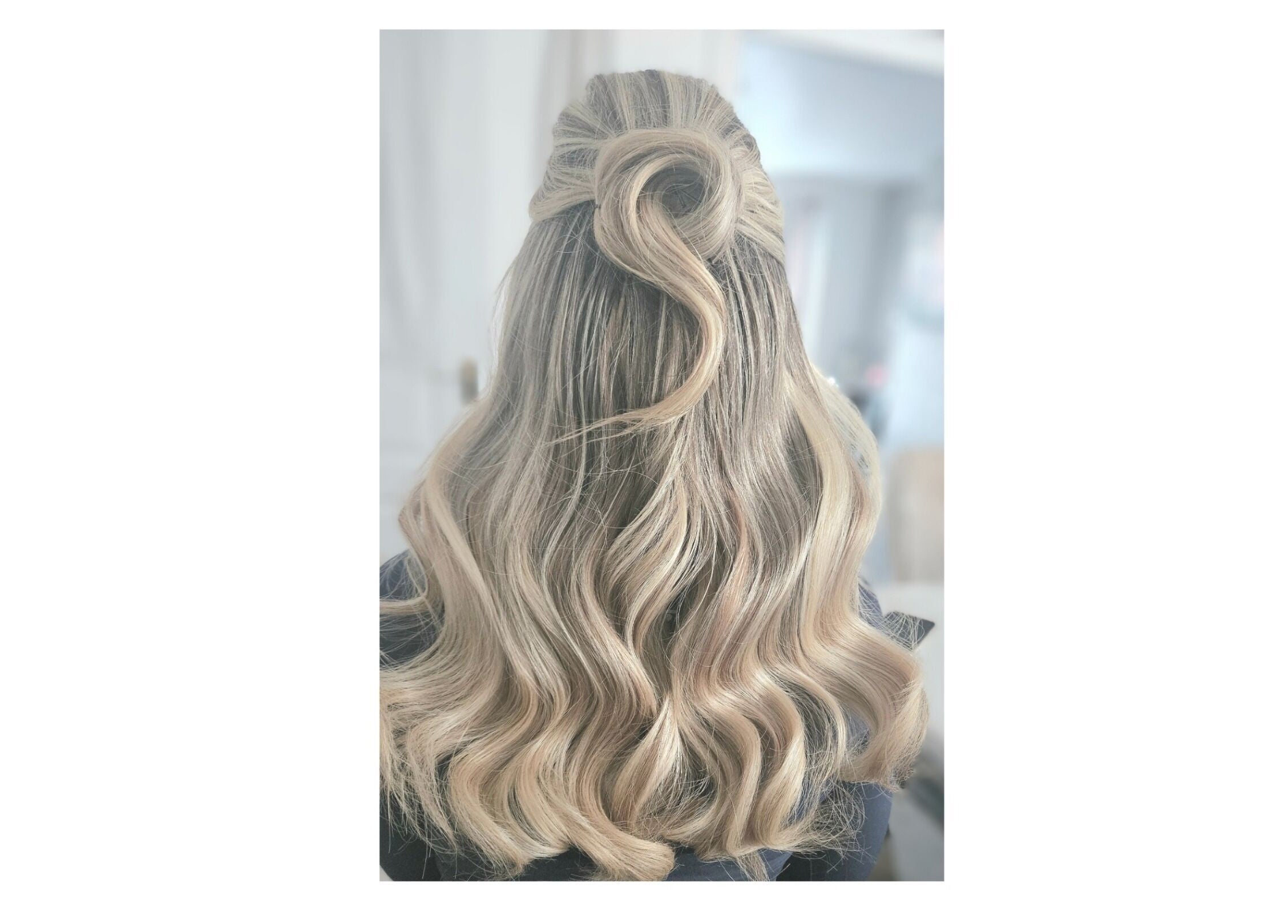 Elegant blonde waves hairstyle at Hair by Hayley P, Liverpool, England, GB.