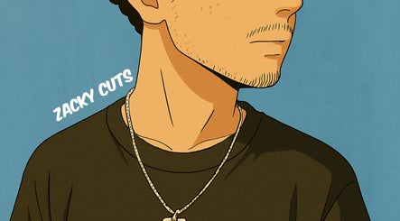 Stylish illustration of a man at Zacky Cuts, Melbourne, Victoria, AU, showcasing artistic haircut.