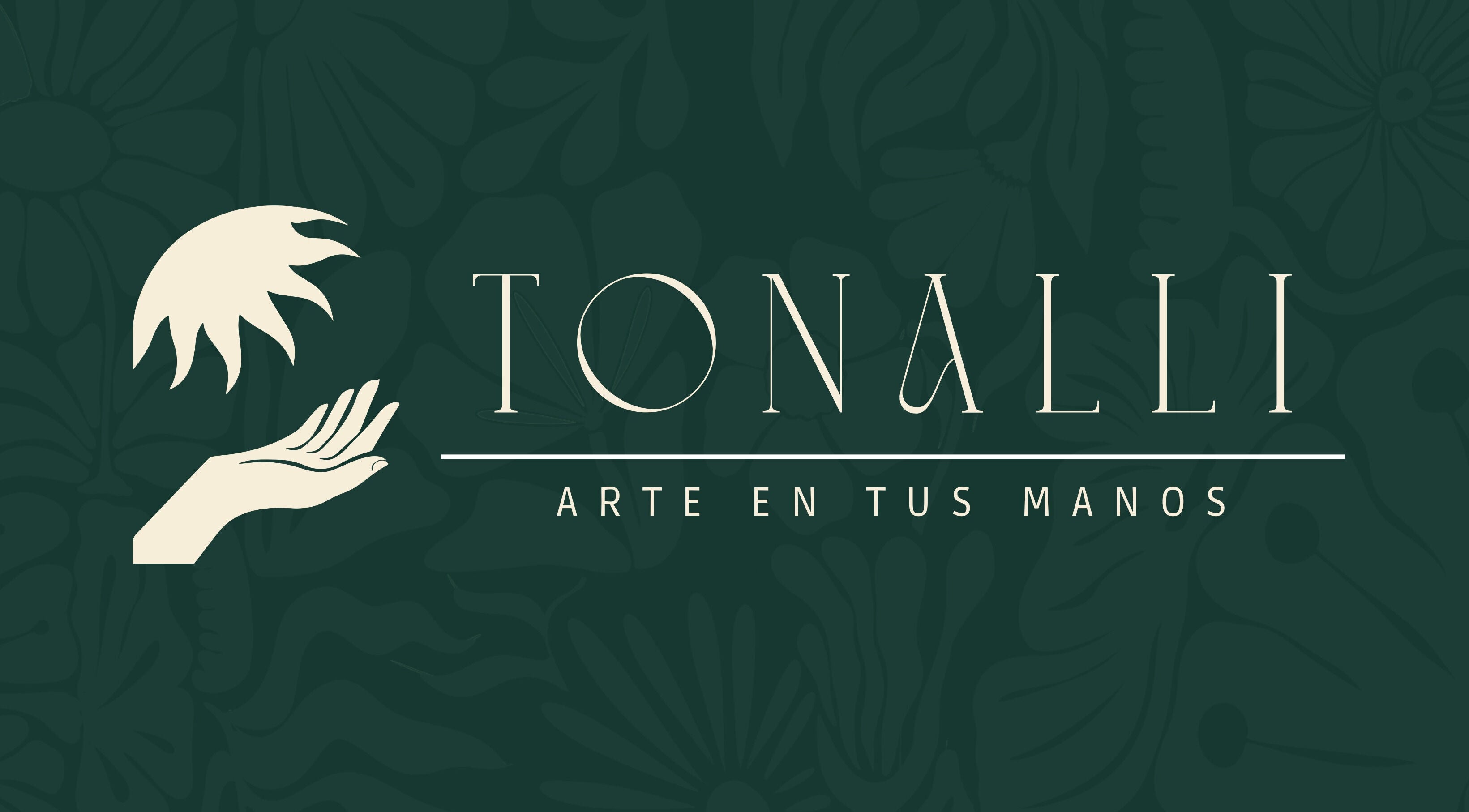Logo of TONALLI SALON in Guadalajara, Jalisco, MX, featuring elegant hand and floral design.