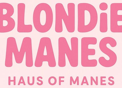 Haus of Blondie Manes logo in pink font, Edgeworth, New South Wales, AU.