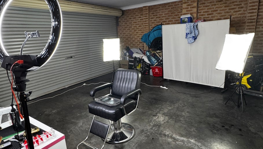 Modern barber chair with professional lighting at TruongTrims, Melbourne, Victoria, AU.