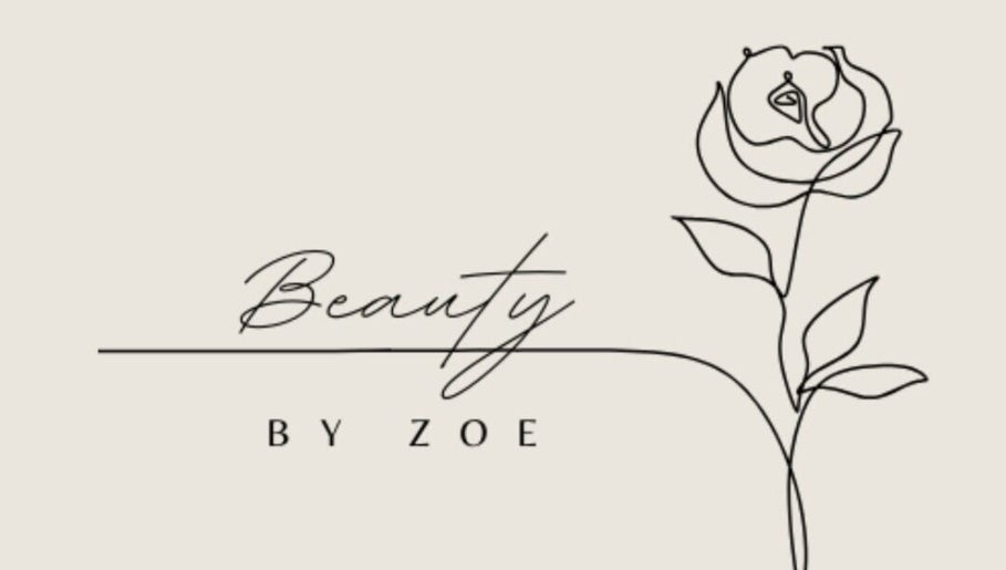 Beauty by Zoe logo with elegant line art rose, London, England, GB.