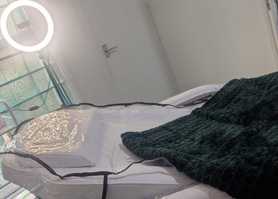 Lush Brows treatment room in Cleethorpes, England, GB with a warm bed and professional lighting.
