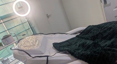 Lush Brows treatment room in Cleethorpes, England, GB with a warm bed and professional lighting.