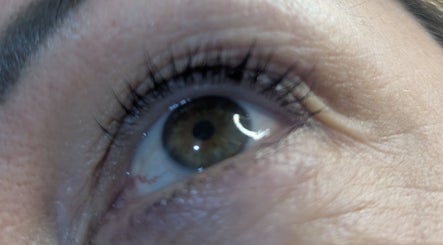 Close-up of perfectly styled eyebrow and eyelash at Lush Brows, Cleethorpes, England, GB.