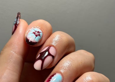 Intricate nail art design from Prepped by Emily, Scarborough, England, GB.