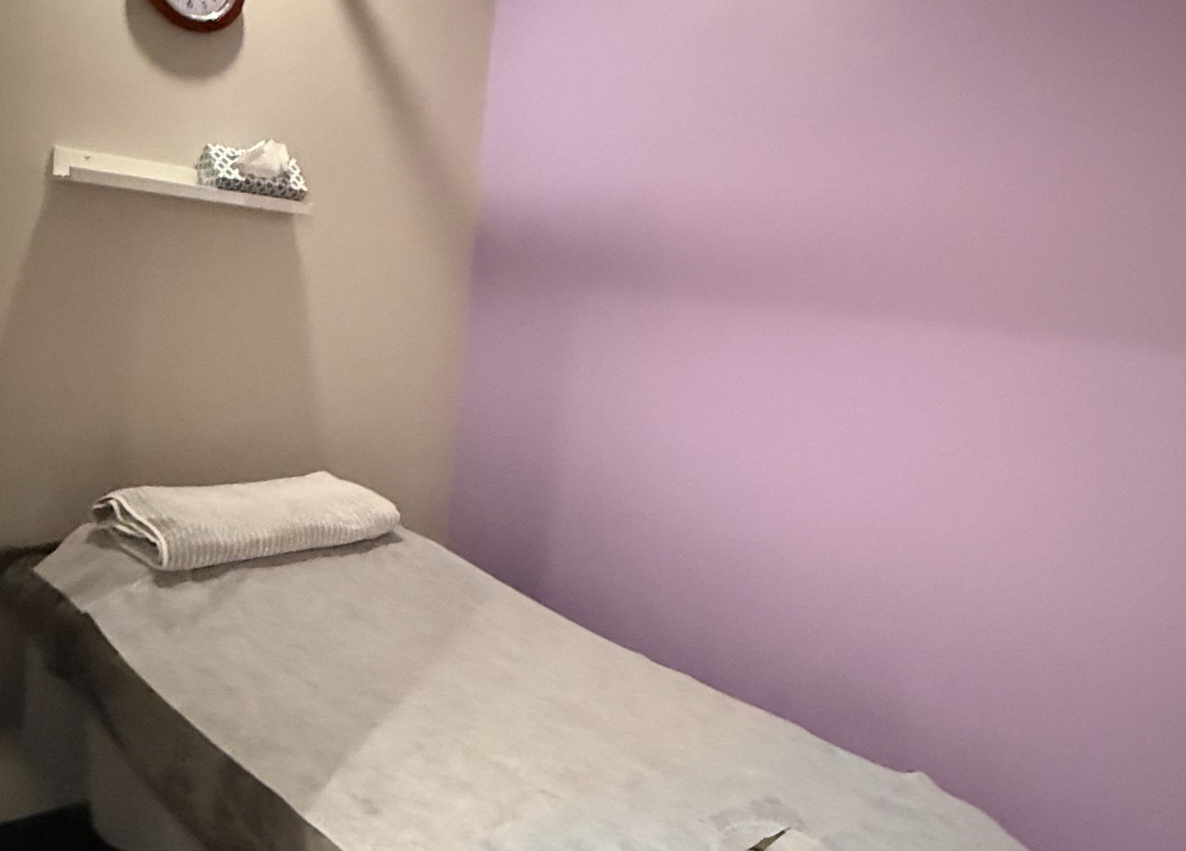 Peaceful massage room at Lumina Massage Wellness Center, Markham, Ontario, CA.