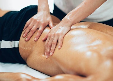 Therapist giving a soothing massage at Mobility and Massage in Huddersfield, England, GB.