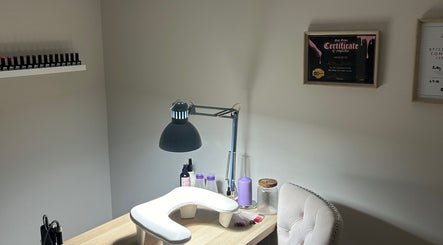 Wildcat Nails manicure station with tools and a certificate, Kirkcaldy, Scotland, GB.