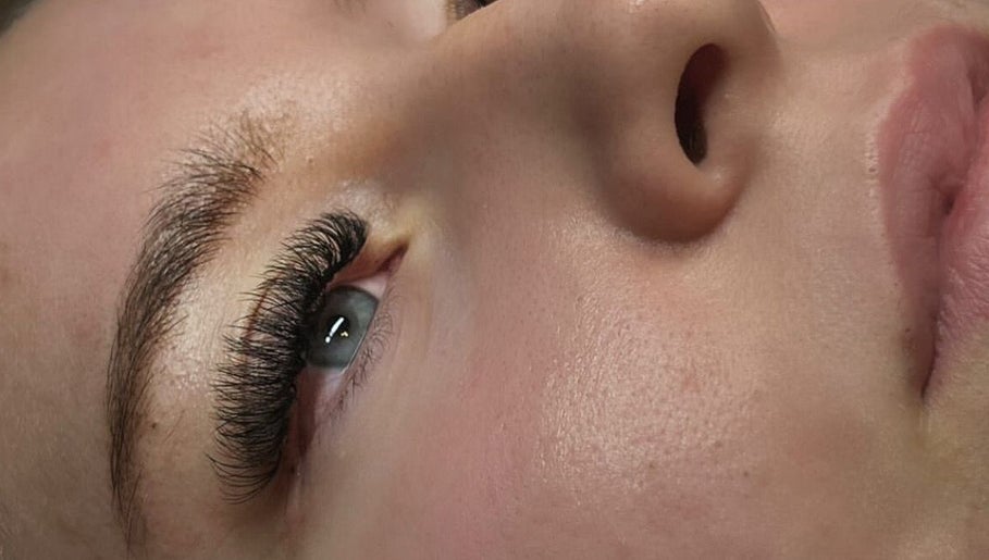 Close-up of eyelash extensions at Polished Pearl, Bungay, England, GB highlighting natural beauty.