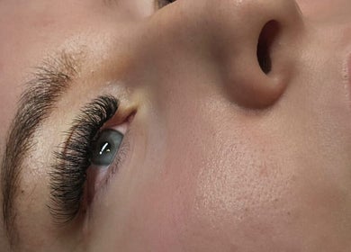 Close-up of eyelash extensions at Polished Pearl, Bungay, England, GB highlighting natural beauty.