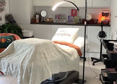 Relaxing treatment room at Beauty and Aesthetics by Sammie-Lou Limited in Timba, Wales, GB, featuring plush decor.