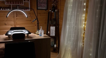 Inviting nail studio setup at Nails by Ella, Caerphilly, Wales, GB with ambient lighting and elegant decor.