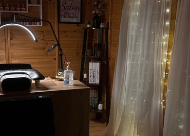 Cozy nail station at Nails by Ella in Caerphilly, Wales, GB, featuring a modern desk and stylish decor.