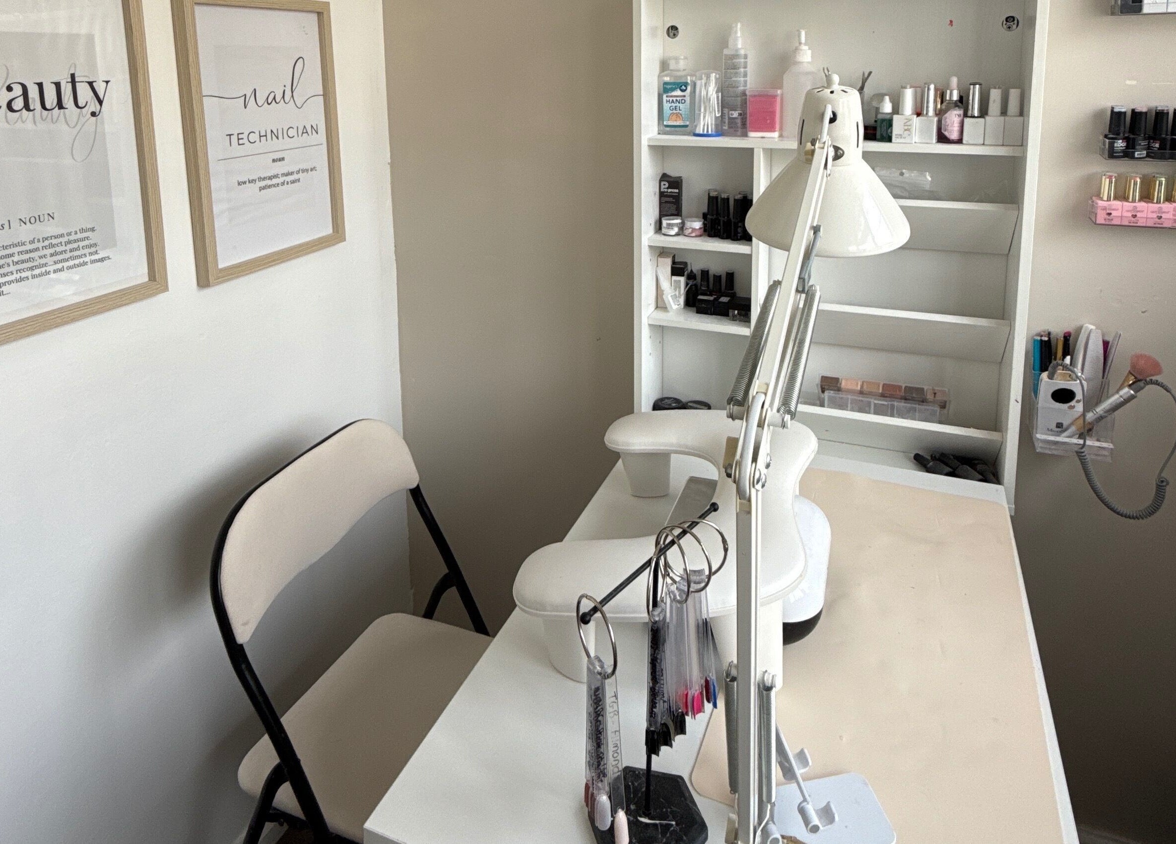 Chic nail studio at Gels By Ells, Bilston, England, GB, featuring a well-organized manicure station.