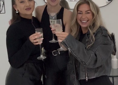 Guests enjoying drinks at EJ Hair Clinic, Keynsham, England, GB, showcasing a welcoming atmosphere.