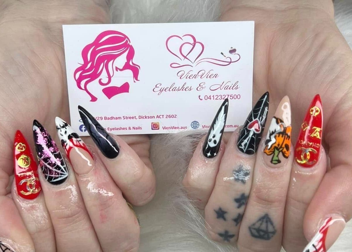 Detailed nail art at VBeauty Dickson, Dickson, Australian Capital Territory, AU, showcasing creative designs.