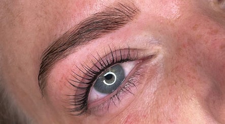 Close-up of enhanced lashes at Left & Right Beauty, Colchester, England, GB.