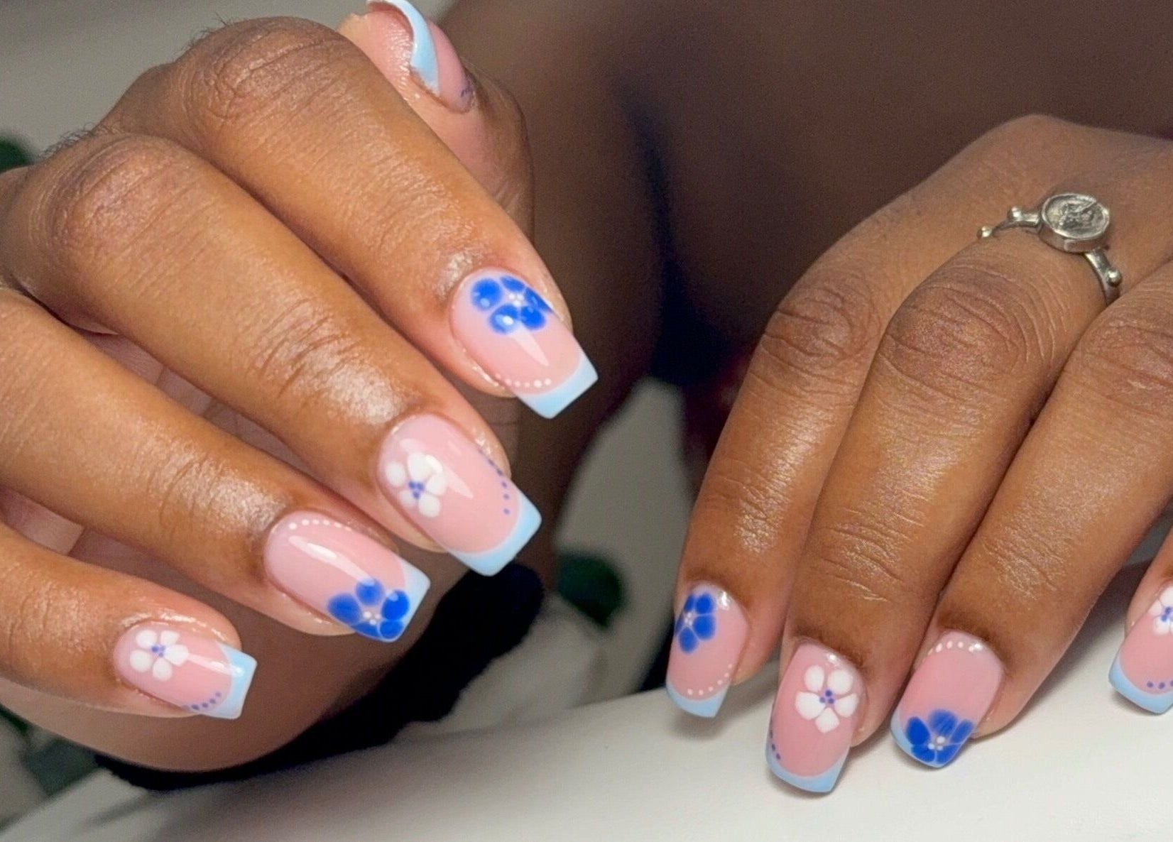 Elegant floral nail designs at Left & Right Beauty, Colchester, England, GB. Perfect for a chic style upgrade.