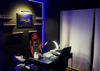 Dark Star Nail Bar's chic interior in Goonellabah, New South Wales, AU featuring a stylish manicure station.