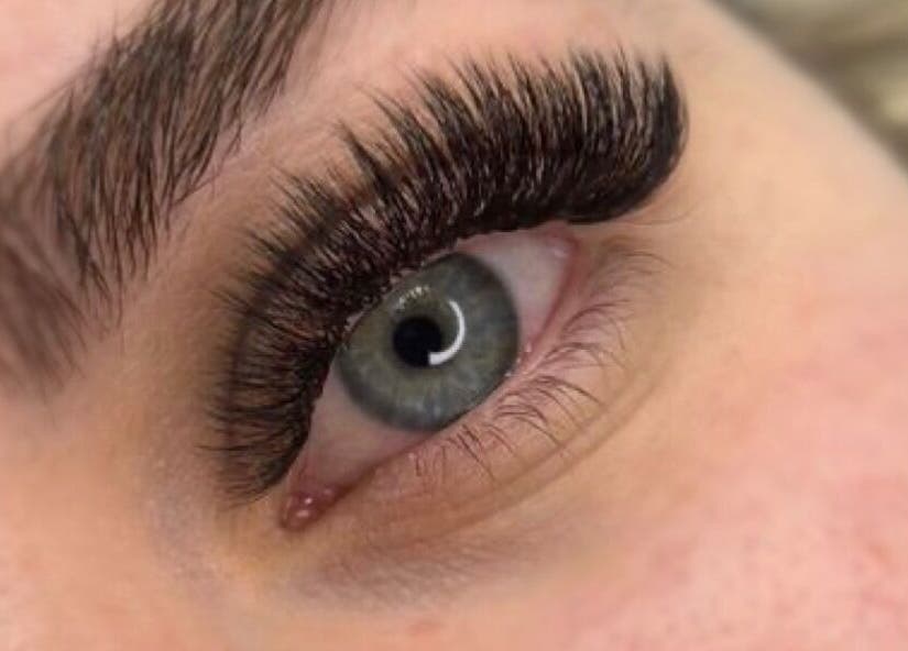 Close-up of elegant lash extensions at Lashed Out Cosmetics, Blue Haven, New South Wales, AU.