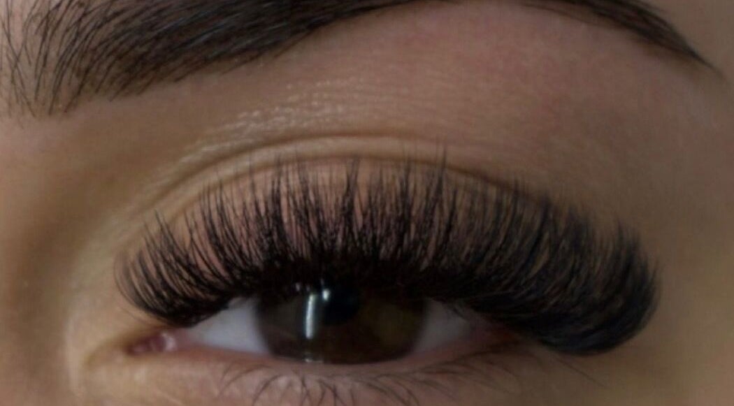 Close-up of eyelash extensions at Lashed Out Cosmetics, Blue Haven, New South Wales, AU.