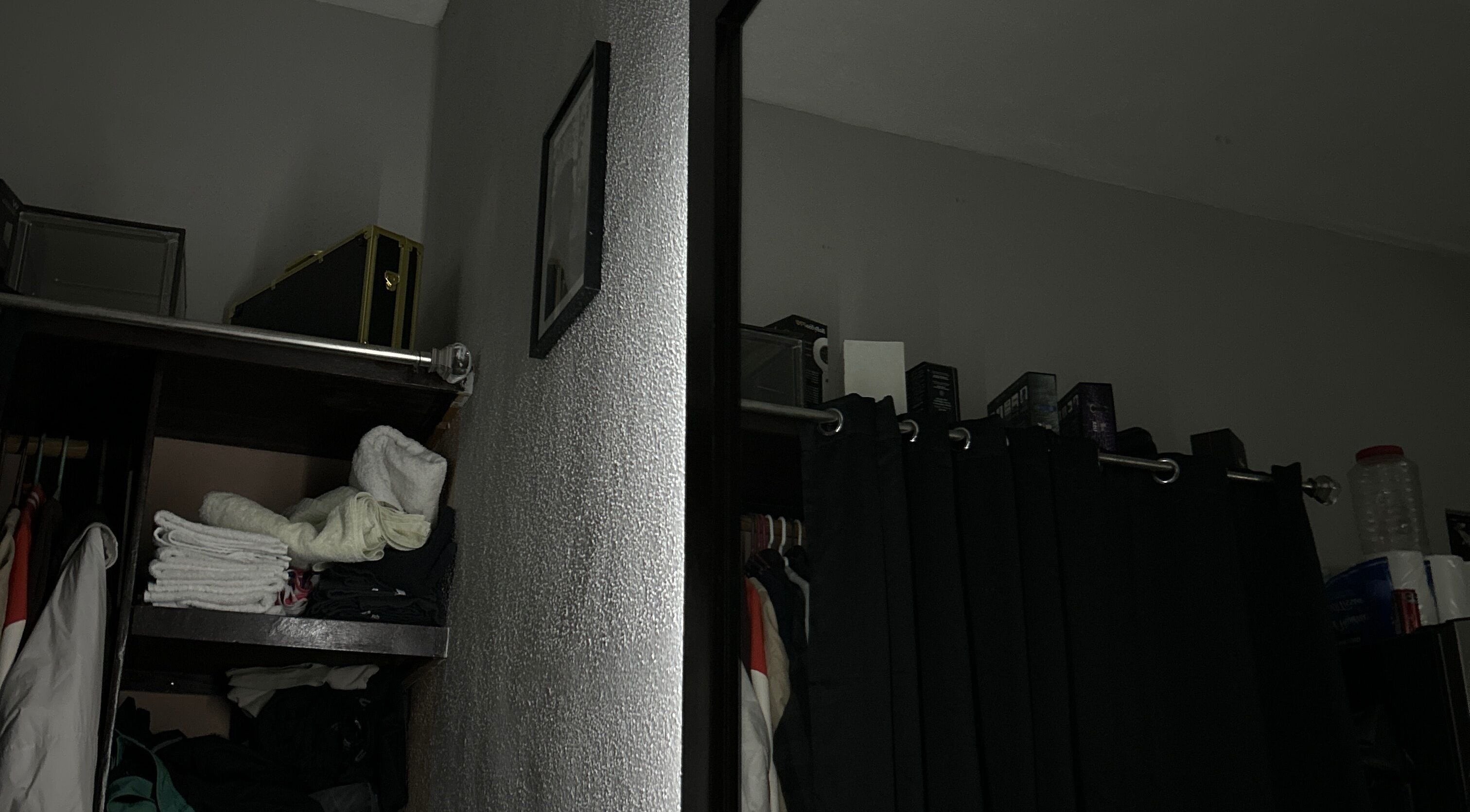 Tidy shelf with folded towels at L’Hommebarbershopp, Cabo San Lucas, Baja California Sur, MX.