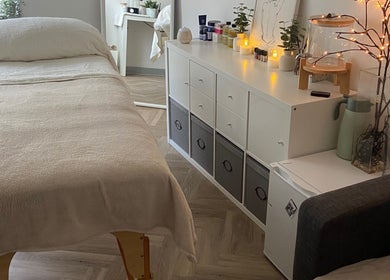 Peaceful massage room at Massage by Lucie in Northwich, England, GB, featuring a cozy massage table and calming decor.