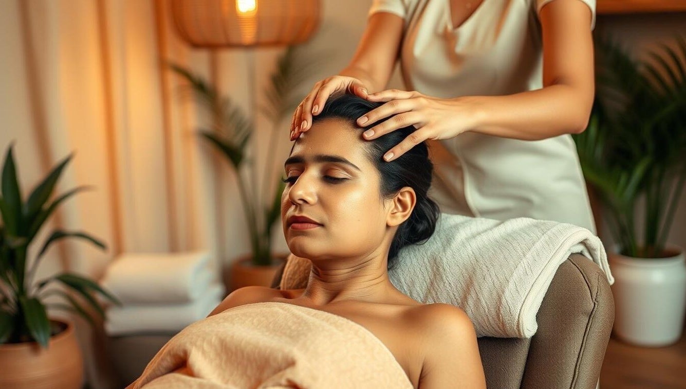 Relaxing head massage at Healing Hands in Gravesend, England, GB, enhancing wellness and tranquility.