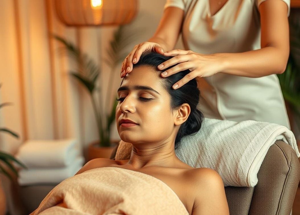 Relaxing head massage at Healing Hands in Gravesend, England, GB, enhancing wellness and tranquility.