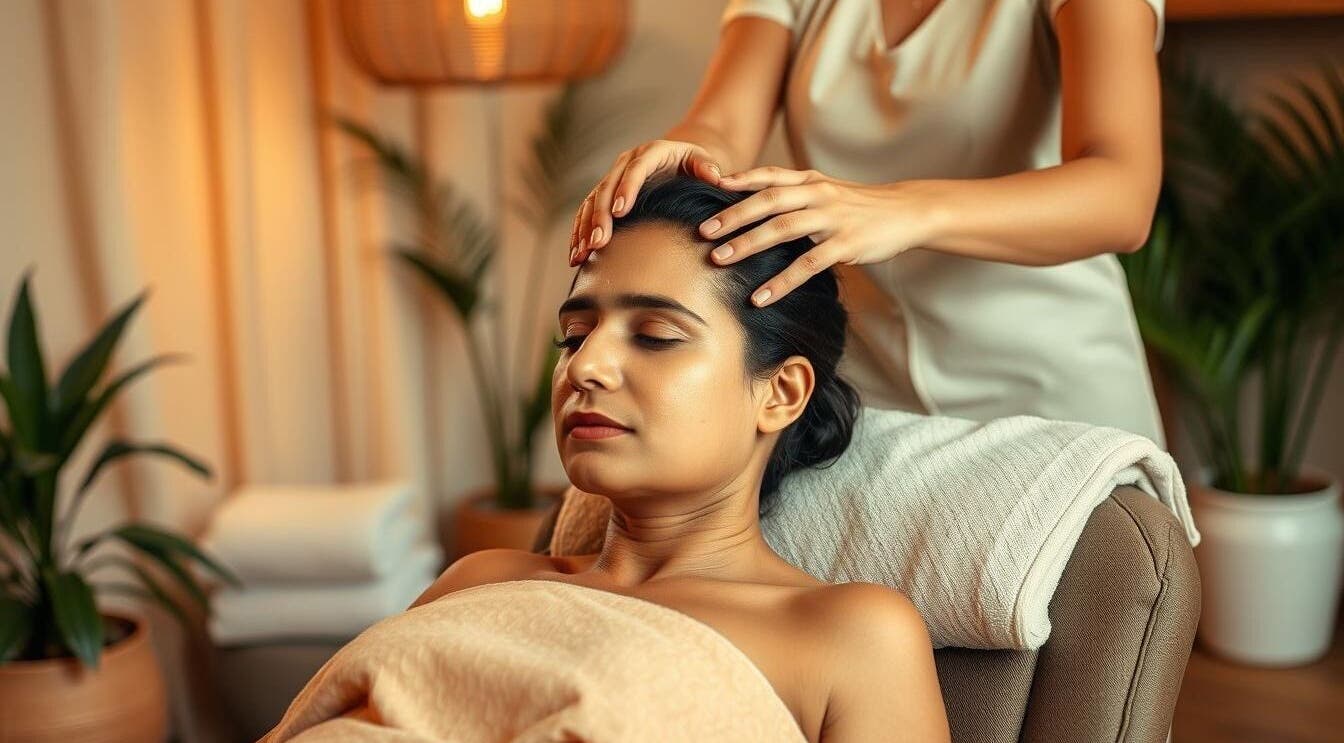 Relaxing head massage at Healing Hands in Gravesend, England, GB, enhancing wellness and tranquility.