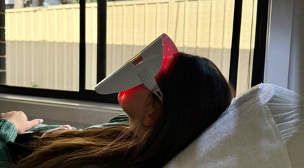 LED facial treatment at Ândrea Damaceno, Roselands, New South Wales, AU. Woman enjoying relaxation.