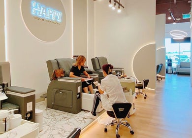 Relaxing pedicure at H Head Spa Wellness, Richmond Hill, Ontario, CA. Elegant seating and serene atmosphere.