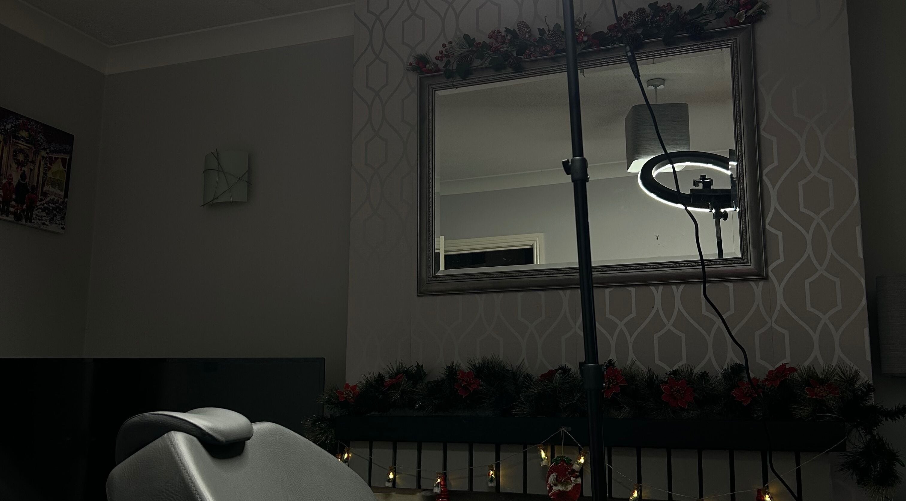 Elegant beauty room at The Brow Lab by Becca, Drogheda, County Louth, IE with mirror and decor lighting.