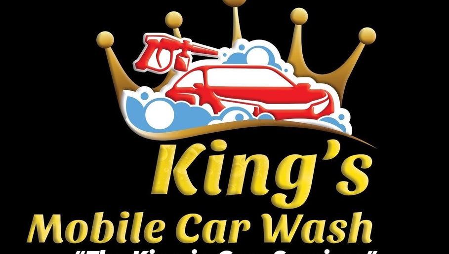 King's Mobile Carwash and Upholstery logo. Located in JM, it features a crown and car graphic.