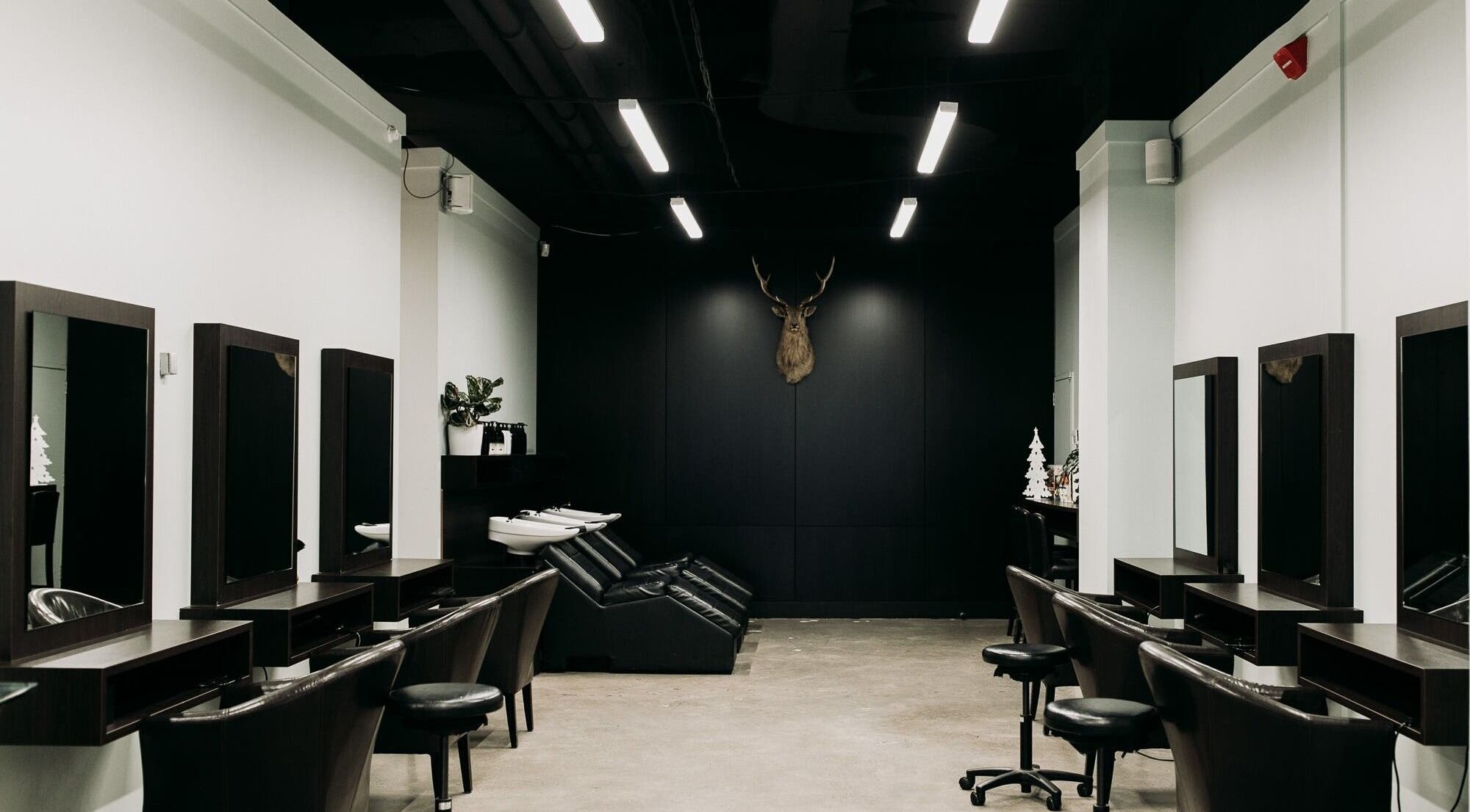 Modern salon interior with styling stations at Sable, Wellington, Wellington Region, NZ.