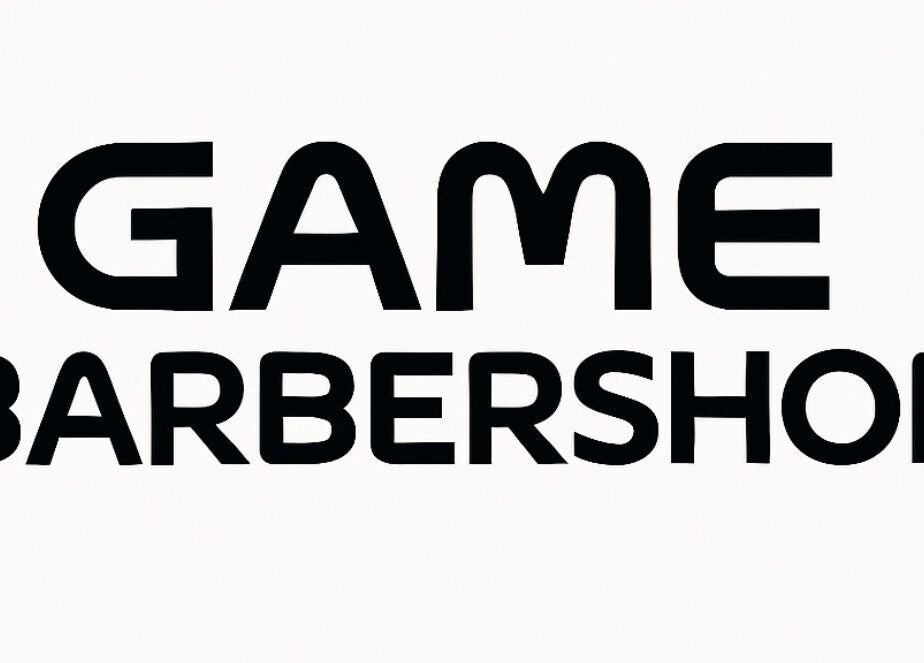 Game Barbershop logo in Manly, New South Wales, AU, showcasing sleek modern typography.