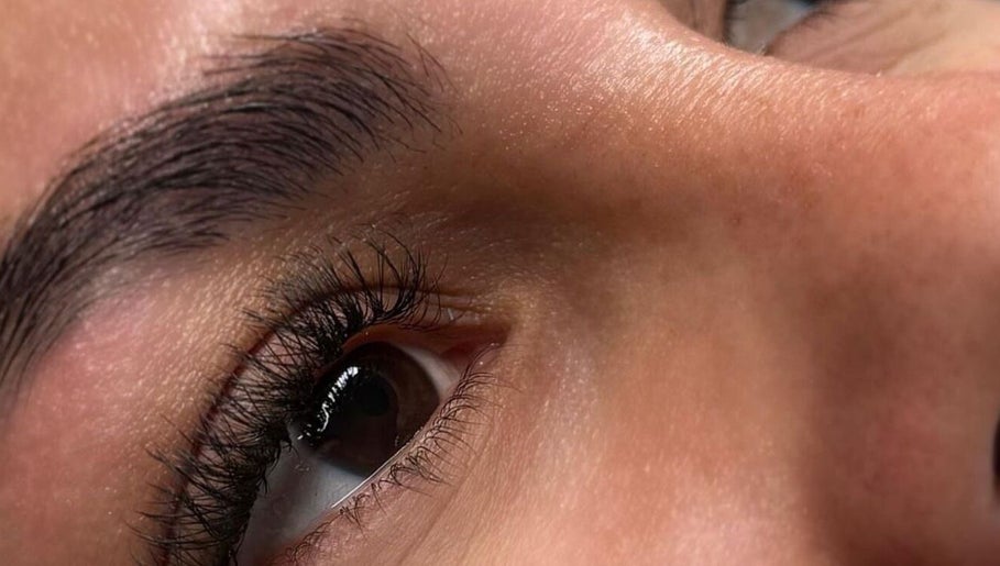 Close-up of a perfectly groomed eyebrow at Karina Figueiredo in Brooklyn Park, South Australia, AU.
