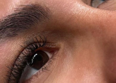 Close-up of a perfectly groomed eyebrow at Karina Figueiredo in Brooklyn Park, South Australia, AU.