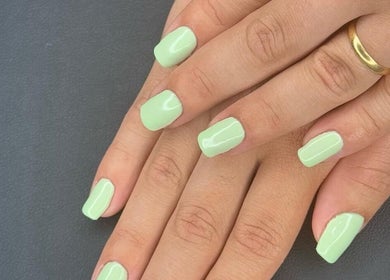 Mint green nails manicure by Karina Figueiredo at Brooklyn Park, South Australia, AU.