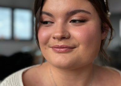 Elegant makeup look created at Beauty by Bekah in Paisley, Scotland, GB. Soft eyes and radiant skin.
