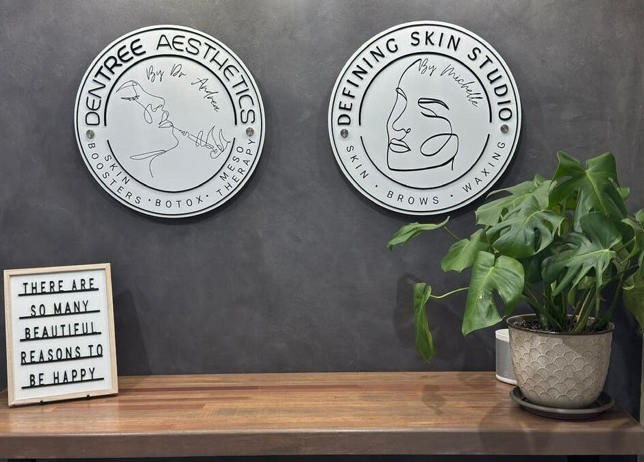 Calming interior of Defining Skin Studio, Pretoria, Gauteng, ZA with elegant decor and motivational quote.